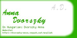 anna dvorszky business card